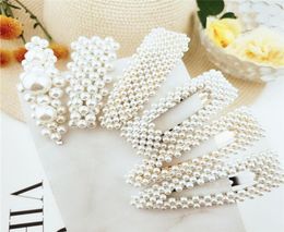 Korean style sweet pearl hairpin clip Imitation Beads hair decoration For Women Barrette Handmade Flower Stick Hair Accessories 6p6397654