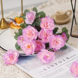 Decorative Flowers Artificial Silk Flower Azalea Bride Fake Bouquet Table Wedding Party Garden Outdoor Vase DIY Faux Primroses Wall Home