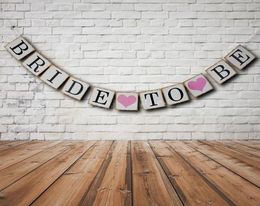 Bridal Shower Bunting Banner Hen Night BRIDE TO BE Banners Burlap Rustic Vintage Party Hanging Decoration flags festive supplies h4357804