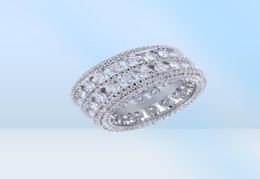 Hip Hop Double row Ring Iced Out Rings Micro Pave Cubic Zircon Promise Diamond Finger Rings Luxury Designer Brand Personality Gift3281972