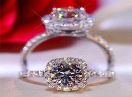 100 Moissanite Rings 1CT 2CT 3CT Brilliant Diamond Halo Engagement Rings For Women Girls Promise Gift Sterling Silver Jewellery Y223492692