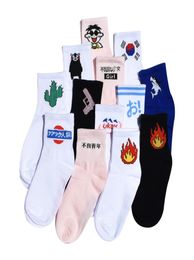 New Men&Women Daily Socks Harajuku Korea Japanese Cotton Kitten Flame Ulzzang Socks Men Chinese Cactus Gun Alien Lovers Socks7722552