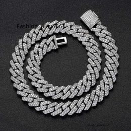 Partihandel Hip Hop 15mm S Sterling Sier Necklace Pass Diamond Test D Color VVS Moissanite Cuban Chain for Men