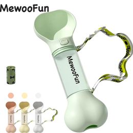 Mewoofun Cat Dog Water Bottle Feeder Bowl 2 in 1 Leak Proof Portable Fashion Pet Drinking Tool Outdoor Travel With Poop Bag 240419