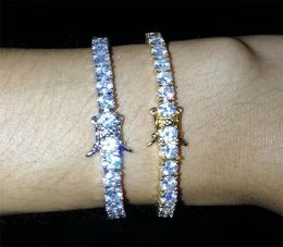 4mm 7inch 8inch mens iced out cubic zirconia bracelet Bling 1 row tennis bracelet hiphop jewelry Shine Triple Lock Clasp Bracelets5423833