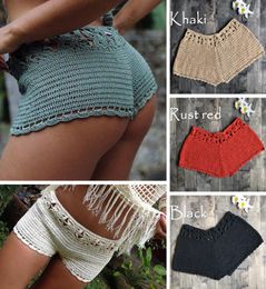 Beach Crochet Swimwear Women Briefs Bikini Bottoms Sexy Knitted Swimsuit Separate Bathing Suit Biquini Solid Swim Panties Shorts9487198