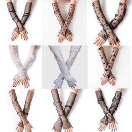 Sleevelet Arm Sleeves Womens mesh ice sleeved womens summer long bicycle lace half finger gloves Q240430
