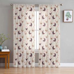 Curtain Farm Chicken Animal Pattern Flower Tulle Curtains For Living Room Bedroom Children Decor Sheer