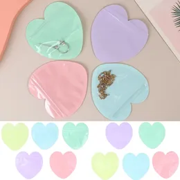 Storage Bags 10PCS Self Sealing Bag Transparent Heart Plastic Seal For Jewelry Display Necklace Earrings Bracelet Packaging 5Colors