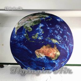 wholesale Lighting Planet Inflatable Earth Balloon Hanging/Ground Globe Ball Full Printing Air Blown Sphere For Party Decoration