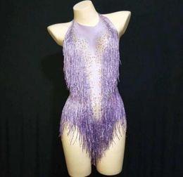 Stage Wear Colors Sexy Fringes Rhines Bodysuit One-piece Dance Show Costume Women's Performance Leotard Female Singer OutfitStage8586020