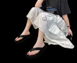 Black Women Chunky Platform Thong Sandal Toe Post Flip Flops Summer Essential Y07216973485