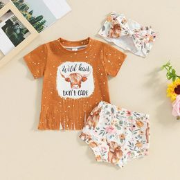 Clothing Sets Toddler Baby Girl Western Clothes Wild Hair Don T Care Bull Tassel Shirt Shorts Cowgirl Summer Outfit