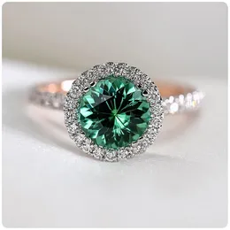Wedding Rings Huitan Two Tone Blue/Green CZ For Women Luxury Engagement Bands Accessory Elegant Lady's Ring Party Trendy Jewelry