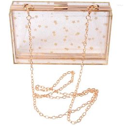 Bag Women Acrylic Transparent Gold Star Evening Bags Purses Clutch Vintage Banquet Handbag (Transparent)