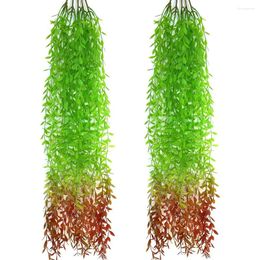 Decorative Flowers Simulation Plant Rattan Willow Leaf Hanging Christmas Wedding Ceiling Wall Plastic Green Decoration