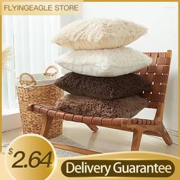 Pillow Solid Colour Plush Lambswool Straw Velvet Pillowcase Ins Style Without Core Waist Support Linen Cover