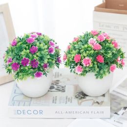 Decorative Flowers Artificial Potted Plant Table Home Garden Wall Fake Decoration Rose Bonsai Vase For Wedding Room Party Supplies DIY