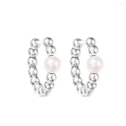 Hoop Earrings 925 Sterling Silver Earring Treated Freshwater Cultured Pearl & Beads For Women Wedding Jewellery Ear Brincos