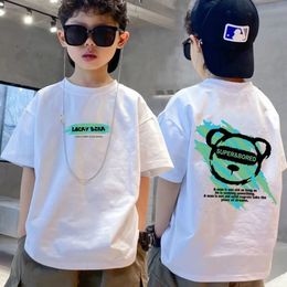 100 Cotton Boys Tshirt Summer Cartoon Cool Graffiti Print Girls Tees Short Sleeve Children Tops High Quality Kids Clothes 2024 240430