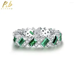 Cluster Rings PuBang Fine Jewellery Emerald Cut Diamond Row Ring Solid 925 Sterling Silver Created Moissanite For Women Party Gift Drop