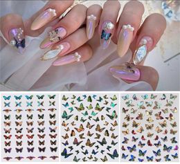 Holographic 3D Nails Stickers Nail Art Butterfly Sticker Decal Butterflies Acrylic Designs Manicure Decoration Tool1030326