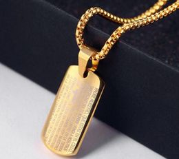 Dog Praying Hands Pendants Necklaces with Bible Verse GoldRose Gold Plated Stainless Steel Lucky Gift Jewelry MenWomen WL9359585243