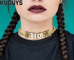 Acrylic Mirror Gold Letter Chokers Necklaces for Womens Trendy Jewellery Link Chain HipHop Necklace Girl Cool Accessories2234125
