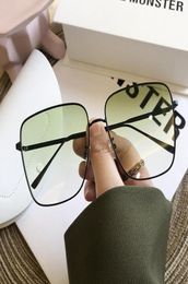 Fade Green Lens Square Oversized Sunglasses Unisex Fashion Big Eyewear Luxury Designer Women Shades Metal Vintage Glasses UV4001023037