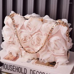 Evening Bags Luxury Diamond Handheld Women Bag Fashion Flower Champagne Wedding Handbag Single Shoulder Crossbody