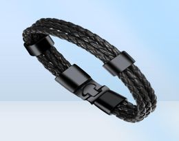 The cheapest Multilayer Genuine PU Leather Men Bracelet Creative Titanium Steel Leather Bracelet Stainless Steel Charm Bang1776361