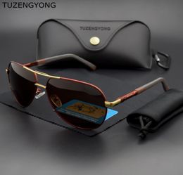 TUZENGYONG Aluminum Men039s HD Polarized Sunglasses Driving Sun Glasses Coating Lens Eyewear Accessories for Men9091128