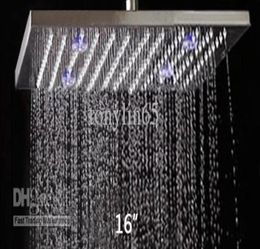 LED Shower Head Stainless Steel30416 Inch Square Brushed Nickel Overhead Rainfall Top Shower6214078