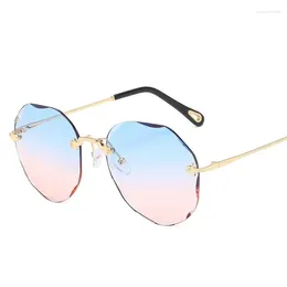 Sunglasses Frameless Women Oversized Classic Brand Designer Rays Sun Glasses UV400 Rimless Eyewear