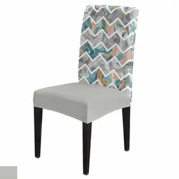 Chair Covers Abstract Marble Texture Retro Dining Spandex Stretch Seat Cover For Wedding Kitchen Banquet Party Case