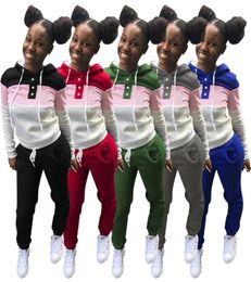 Plus size Women causal Sweatsuit thick hoodies sets panelled 2 piece set long sleeve shirtsleggings contrast color fall winter cl6877620