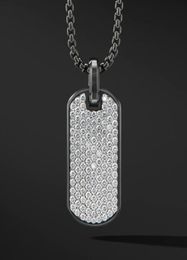 Chains Pave CZ Army Tag Pendant Men Necklace Fashion Stainless Steel Box Chain Ncklace For Jewerly Gift9878651