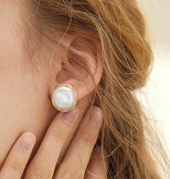 Coeufuedy Classic Big Stud Earring Baroque Freshwater Pearl Earrings For Women Party Wedding Gift Fine Jewellery Handmade2682432