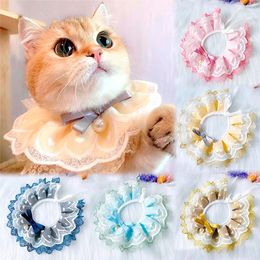 Dog Apparel Bibs Lace Bow Cat Neckerchief Adjustable Pet Bandanas Necklace Scarf Choker Collar For Small Large Dogs Puppy Accessories