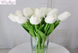 FENGRISE 30pcs PU Mini Tulip Real Touch Flowers Artificial Flower for Party Bridal Bouquet Wedding Decorative Flowers Wreaths C1817259221