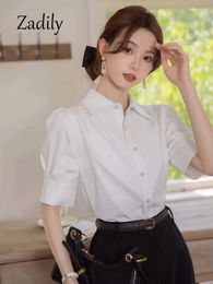 Women's Blouses Zadily 2024 Summer Office Lady Short Sleeve Women White Basic Shirt Korea Style Button Up Female Clothing Blouse Tunic