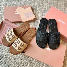 Designer Sandale Straw Casual Slipper Summer Brown Mule Luxury Slide Loafer Women Shoe Sandals Outdoors Pool Beach Flat Heel Sliders Mens gift Weave Woman Slipper