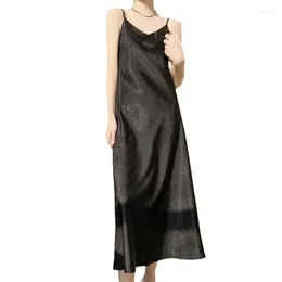 Casual Dresses Jacquard V-neck Spaghetti Strap Dress Spring/summer Satin A Line Long Women