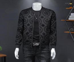 Men039s Jackets Spring Autumn Vintage Crown Jacket Mens 2021 Luxury Print Black Men Brand Clothing Fashion Club Outfit Bomber M7641131