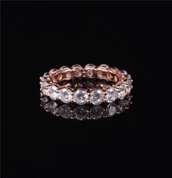 Cluster Rings Luxury 925 SILVER 18K Rose GOLD SETTING PAVE FULL ETERNITY BAND ENGAGEMENT WEDDING DIAMOND PLATINUM Ring Jewelry2067349