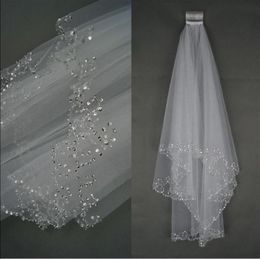 Charming Veu De Noiva WhiteIvory Bridal Veil Two Layer Soft Tulle Wedding Accessories Wedding Veils With Crystal4266351