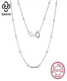 Rinntin 925 Sterling Silver Chain Necklace Side 20mm Ball Beads On Neck For Women Jewelry Elegant Ladies Decor SC22 Chains6877637