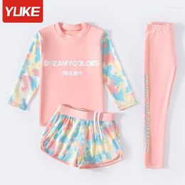 Women's Swimwear 2024 Children's Swimsuit Split For Girls Middle And Big Long Sleeved Pants Sun Protection