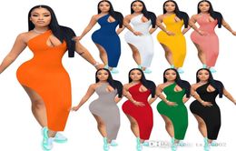 2022 Designer Women Long Dress Sexy Sleeveless Maxi Dresses Fashion Summer Skinny Stretchy Bodycon Pencil Skirt Clubwear1717774