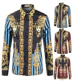 Men039s Flowers Printed Shirt Long Sleeve Casual Outwear Daily Slim Fit Baroque Party Portrait Printing Prom Formal Shirts XN7677469